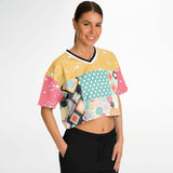 Old Miami Geo Patchwork Crop Jersey Cropped Football Jersey - Thathoodyshop
