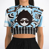 Pacific Palisades Retro Print Cropped Sweater Cropped Short Sleeve Sweater - Thathoodyshop