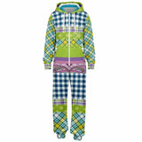 Kaleido-Scape Purple Plaid Patchwork Fleece Unisex Romper Romper - Thathoodyshop