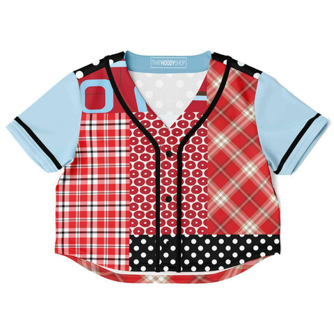 Red Pacific Palisades Geo Cropped Button Front Jersey Cropped Baseball Jersey - Thathoodyshop