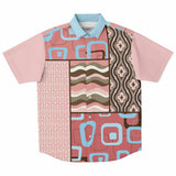 Pink Geo Patchwork Button Down Shirt Short Sleeve Button Down Shirt - Thathoodyshop