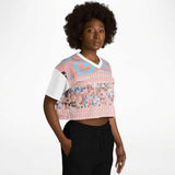 Pink Geo Crop Jersey Cropped Football Jersey - Thathoodyshop