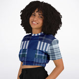 Fair Isle Blue Cropped Sweater Cropped Short Sleeve Sweater - Thathoodyshop