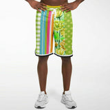 Green Anjou Pear Striped Basketball Shorts Basketball Shorts - Thathoodyshop
