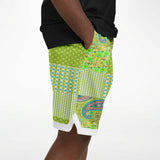 Green Anjou Pear Patchwork Basketball Shorts Basketball Shorts - Thathoodyshop