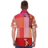 Tokyo Nights Asian Floral Patchwork Button Down Shirt Short Sleeve Button Down Shirt - Thathoodyshop