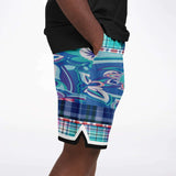 Cerulean Plaid Paisley Basketball Shorts Basketball Shorts - Thathoodyshop