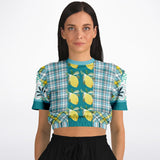 Lemon Zest Floral Cropped Sweater Cropped Short Sleeve Sweatshirt - Thathoodyshop