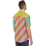 Hello Janis! Yellow Geo Print Short Sleeve Button Down Shirt Short Sleeve Button Down Shirt - Thathoodyshop