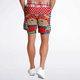 Busan Fleur Floral Plaid Patchwork Compression Activity Shorts Running Shorts - Thathoodyshop