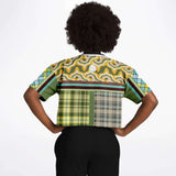 Green Caravan Plaid Crop Jersey Cropped Football Jersey - Thathoodyshop