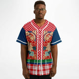 Busan Fleur Plaid Patchwork Button Front Jersey Baseball Jersey - Thathoodyshop