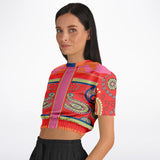 Chili Pepper Camo Paisley Cropped Sweater Cropped Short Sleeve Sweatshirt - Thathoodyshop