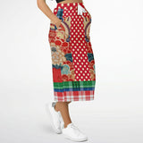 Busan Fleur Plaid Patchwork Long Pocket Skirt Long Pocket Skirt - Thathoodyshop