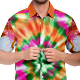 Orange Starburst S/S Button Down Shirt Short Sleeve Button Down Shirt - AOP - Thathoodyshop