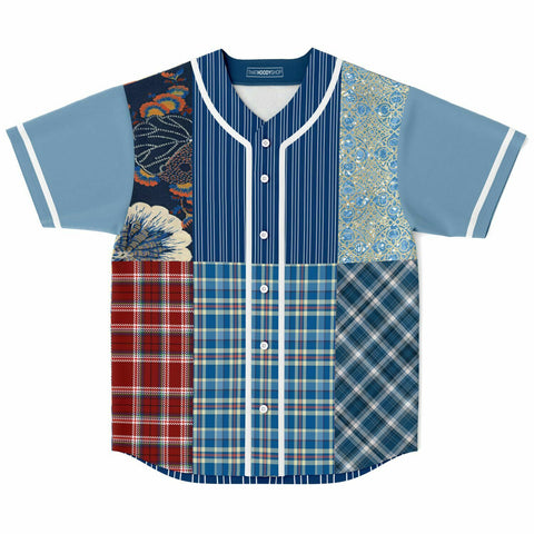 Andromeda Blue Hobo Patchwork Button Front Jersey Button Front Shirt - Thathoodyshop