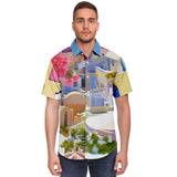 Santorini S/S Button Down Shirt Short Sleeve Button Down Shirt - AOP - Thathoodyshop