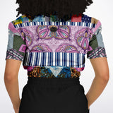 Juxtapose Patchwork Quilt Cropped Sweater Cropped Short Sleeve Sweater - Thathoodyshop