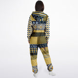 Dauphin Diamond Stripe Patchwork Unisex Fleece Romper Fleece Jumpsuit - Thathoodyshop