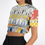 Tallulah Bankhead Elevate Patchwork Short Sleeve Cropped Eco-Poly Sweater Cropped Short Sleeve Sweater - Thathoodyshop
