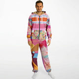 Bahama Mama Pink Floral Patchwork Unisex Fleece Romper Fleece Romper - Thathoodyshop