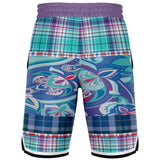 Cerulean Plaid Paisley Basketball Shorts Basketball Shorts - Thathoodyshop