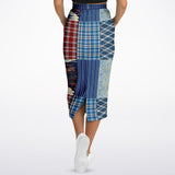 Andromeda Blue Patchwork Long Pocket Skirt Pocket Skirts - Thathoodyshop