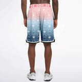Pink Glacier Basketball Shorts Basketball Short Rib - AOP - Thathoodyshop