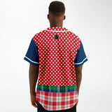 Busan Fleur Plaid Patchwork Button Front Jersey Baseball Jersey - Thathoodyshop