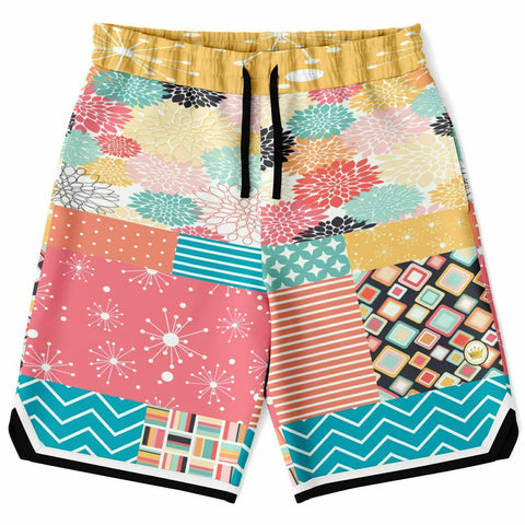 Old Miami Geo Patchwork Basketball Shorts Basketball Shorts - Thathoodyshop