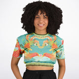 The Koi Dragon Cropped Sweater Cropped Short Sleeve Sweater - Thathoodyshop