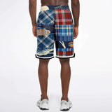 Andromeda Blue Patchwork Basketball Shorts Basketball Shorts - Thathoodyshop