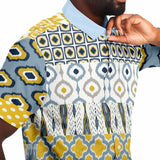 Tallulah Bankhead Yellow Ikat Patchwork Short Sleeve Button Down Shirt Short Sleeve Button Down Shirt - Thathoodyshop