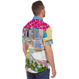 Santorini S/S Button Down Shirt Short Sleeve Button Down Shirt - AOP - Thathoodyshop