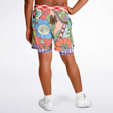 Serendipity Peach Floral Compression Activity Shorts Athletic Shorts - Thathoodyshop