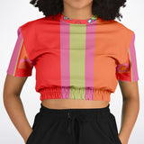 Chili Pepper Colorblock Trio Cropped Sweater Athletic Cropped Short Sleeve Sweatshirt - AOP - Thathoodyshop
