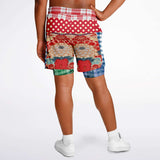 Busan Fleur Floral Plaid Patchwork Compression Activity Shorts Running Shorts - Thathoodyshop