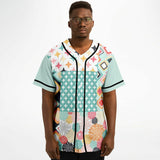 Old Miami Geo Patchwork Button Front Jersey Baseball Jersey - Thathoodyshop