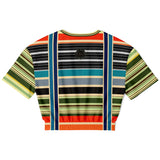 Tequila Sunrise Striped Cropped Sweater Cropped Short Sleeve Sweater - Thathoodyshop