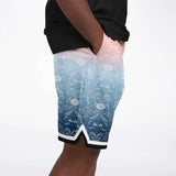 Pink Glacier Basketball Shorts Basketball Short Rib - AOP - Thathoodyshop