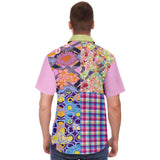 Mercury Retrograde Patchwork Plaid Button Down Shirt Short Sleeve Button Down Shirt - AOP - Thathoodyshop