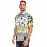 Tallulah Bankhead Yellow Ikat Patchwork Short Sleeve Button Down Shirt Short Sleeve Button Down Shirt - Thathoodyshop