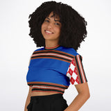 Gold Line Blue Cropped Sweater Cropped Sweater - Thathoodyshop