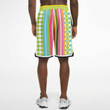 Green Anjou Pear Striped Basketball Shorts Basketball Shorts - Thathoodyshop
