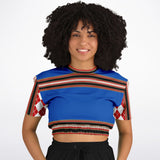 Gold Line Blue Cropped Sweater Cropped Sweater - Thathoodyshop