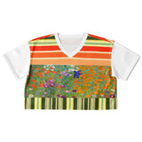 Secret Garden Floral Striped Crop Jersey Cropped Football Jersey - Thathoodyshop