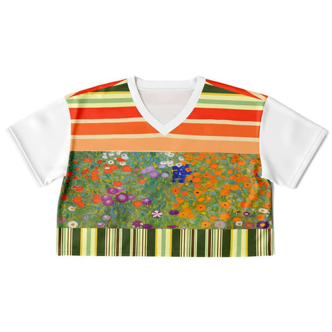 Secret Garden Floral Striped Crop Jersey Cropped Football Jersey - Thathoodyshop
