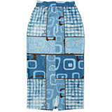 Blue Geo Patchwork Long Pocket Skirt Fashion Long Pocket Skirt - AOP - Thathoodyshop