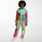 Maui Waui Hawaiian Surfside Patchwork Unisex Fleece Romper Fleece Jumpsuit - Thathoodyshop