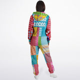 Maui Waui Hawaiian Surfside Patchwork Unisex Fleece Romper Fleece Jumpsuit - Thathoodyshop